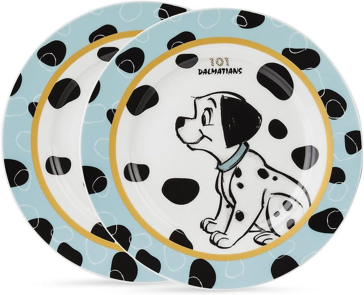 Egan Set 2 Teller aus Porzellan, Himmelblau, 19 cm, Die Ladung der 101 Disney, 227005
