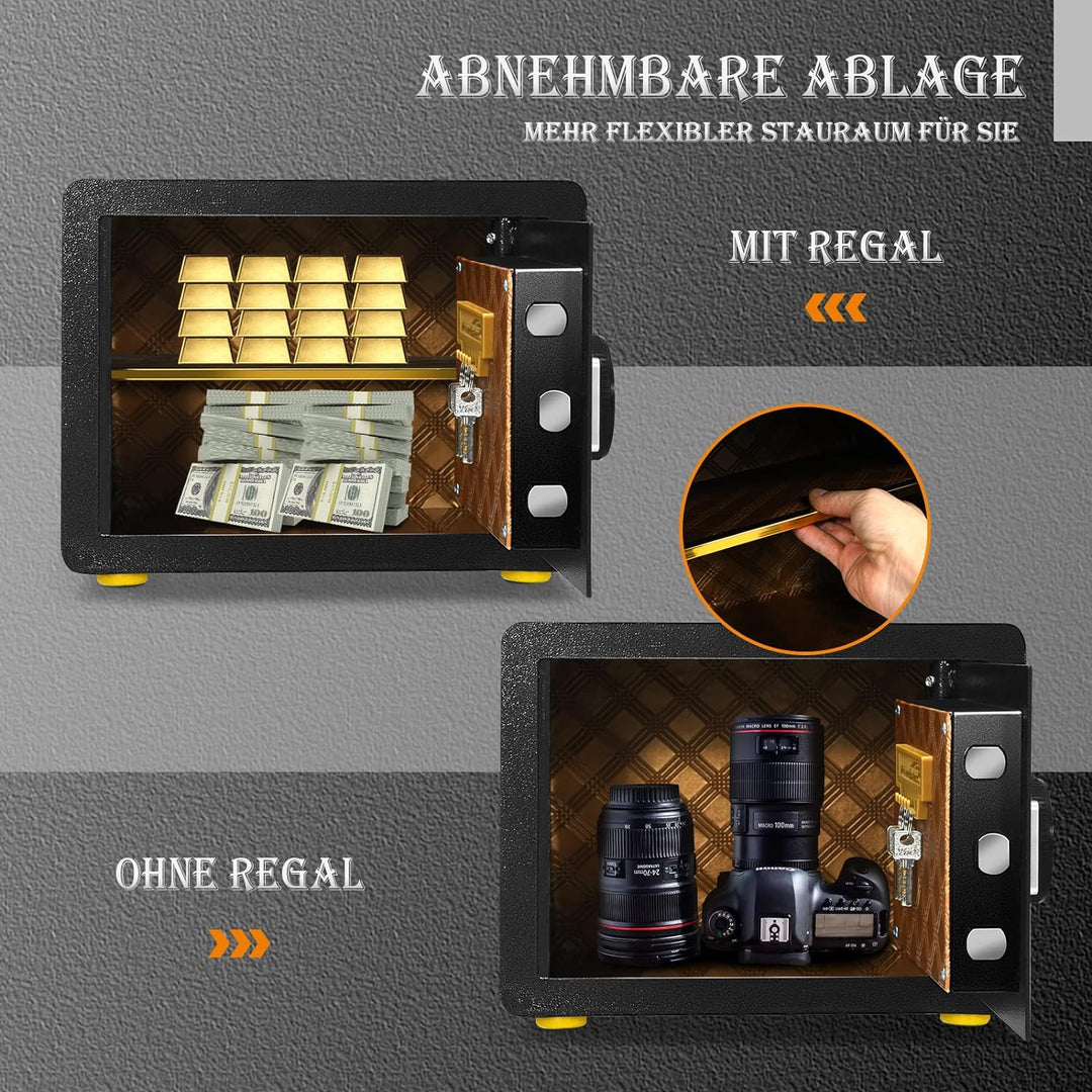 GOPLUS Elektronischer Safe, Feuerfester Möbeltresor mit Zahlenschloss, Schlüssel & Alarmsystem, Wand