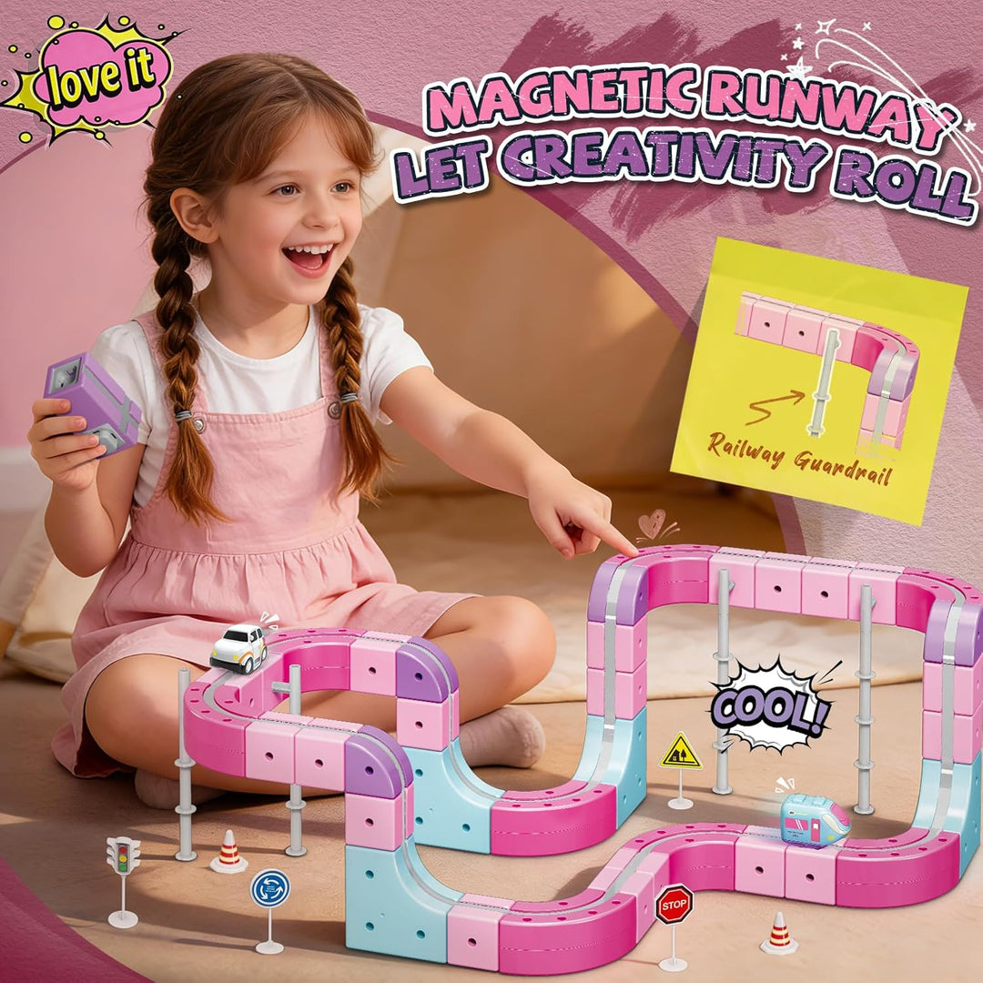 YESHIN Clickrail Electric Train Set, Eisenbahn Elektrisch Cube Track mit Schwerkraft Defying 3D-Layo
