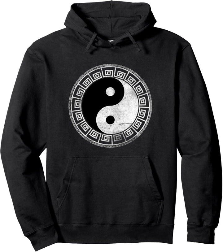 Retro Griechischer Schlüssel Ying Yang Feng Shui Yin Yang Pullover Hoodie