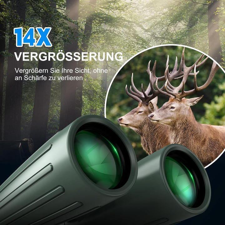 14x45 Fernglas für Erwachsene, leistungsstark, professionelles HD-Fernglas zur Vogelbeobachtung, Jag
