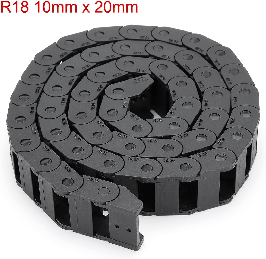 sourcing map R18 10mm x 20mm Schwarz Kunststoff Kabelschlepp Kette Draht Träger 1M Länge CNC