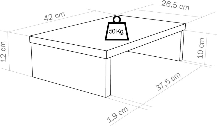 Henor Monitorständer TV-Bildschirmerhöhung in FSC® Holz 42 x 26.5 x 12 cm. Unterstützt 50 kg Eiche E