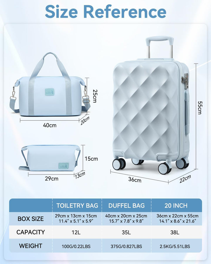 Sea choice Handgepäck Koffer Trolley ABS Leicht Reisekoffer Hardschale 4 Rollen und TSA Schloss Mit