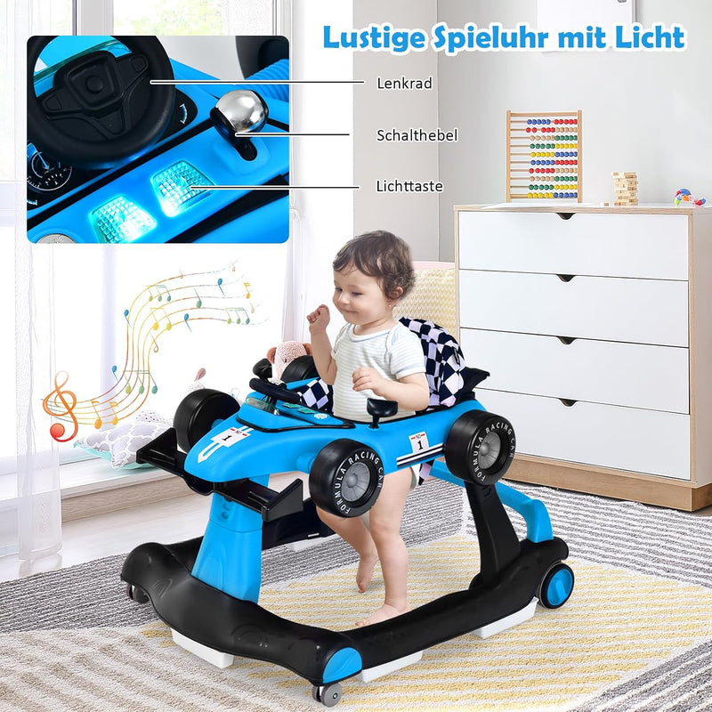 GOPLUS 4-in-1 Autoform Lauflernhilfe, Höhenverstellbare Faltbare Baby Lauflernhilfe mit Einstellbare