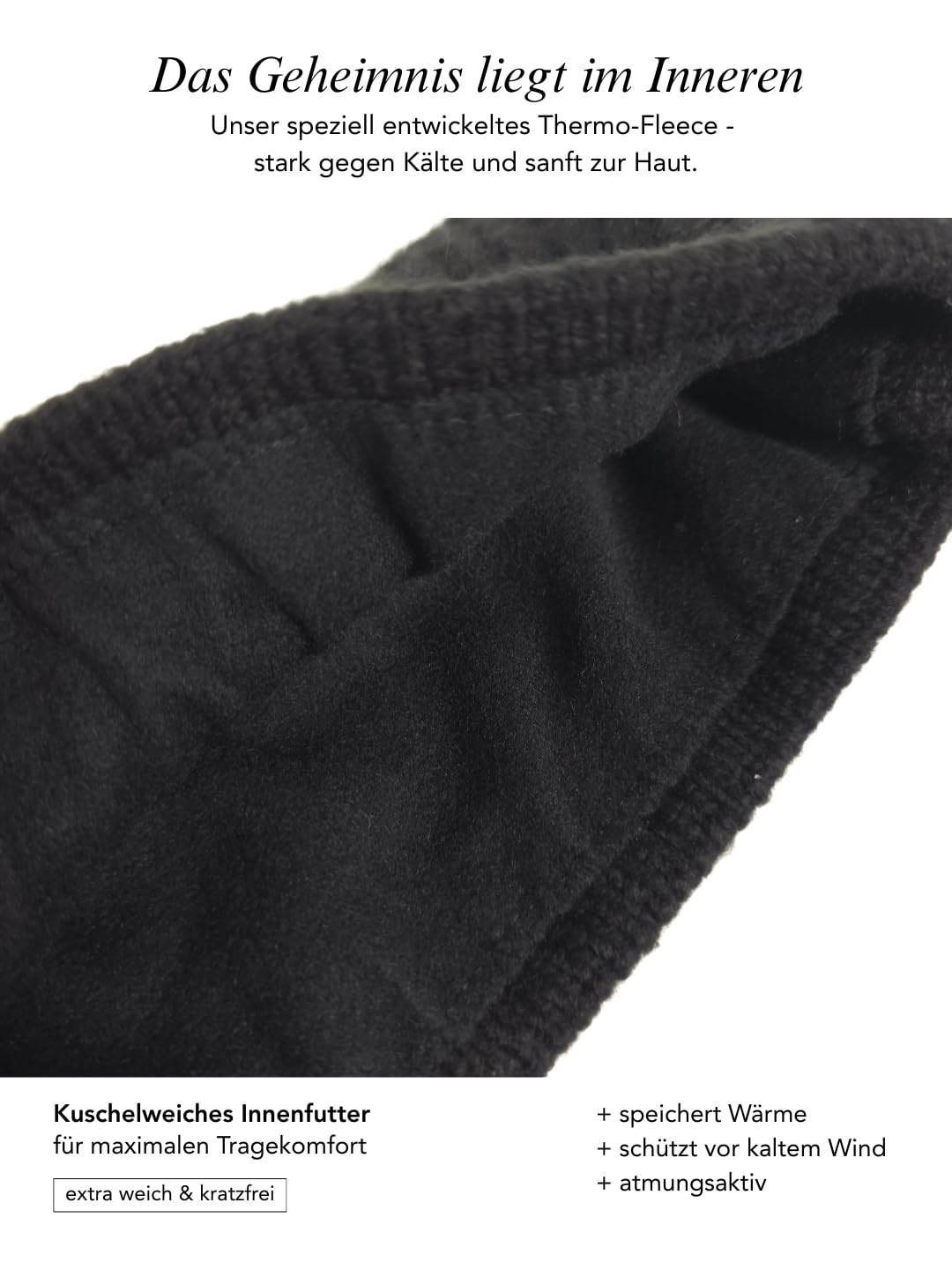 Baesics Stirnband Schwarz für Damen & Herren – warme & elastische Unisex Ohrenwärmer mit Fleecefutte