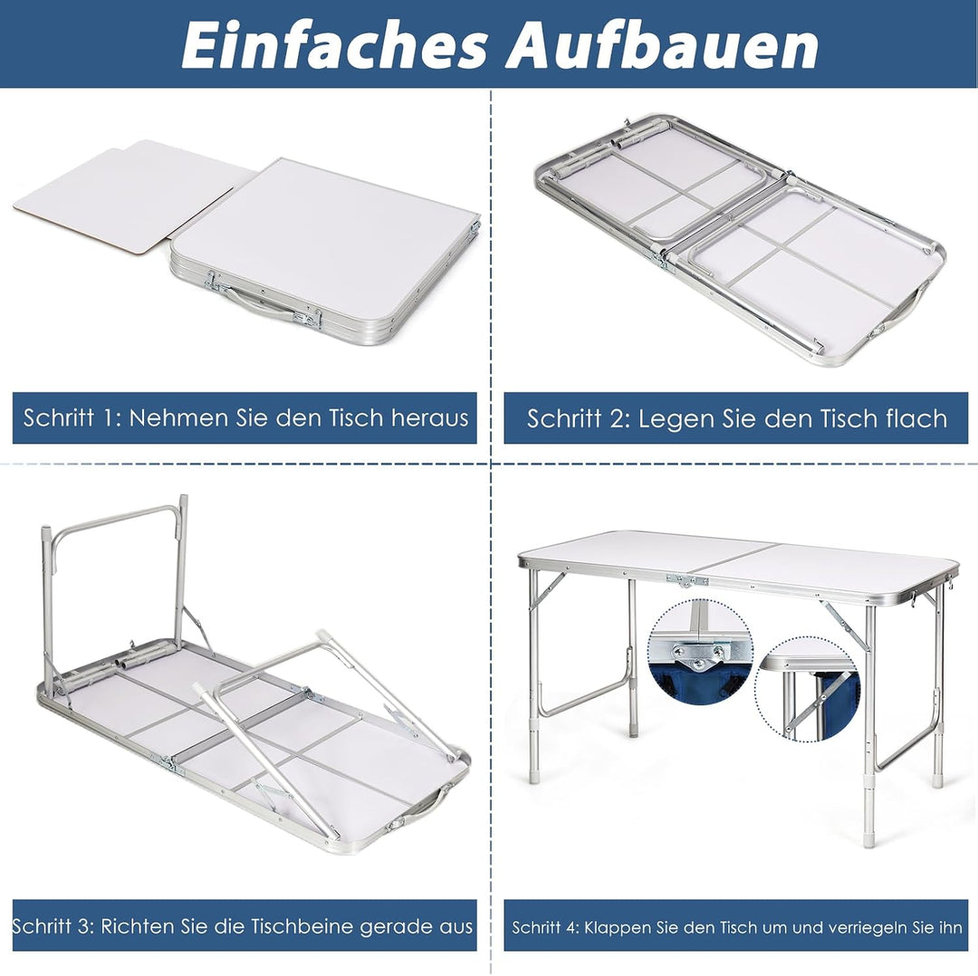 GYMAX faltbar Campingschrank, Campingküche mit grossem Stauraum, 2 einstellbare Höhen, Outdoor Alu P