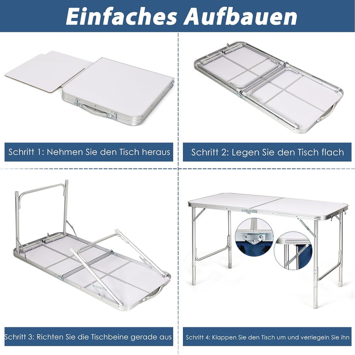 GYMAX faltbar Campingschrank, Campingküche mit grossem Stauraum, 2 einstellbare Höhen, Outdoor Alu P