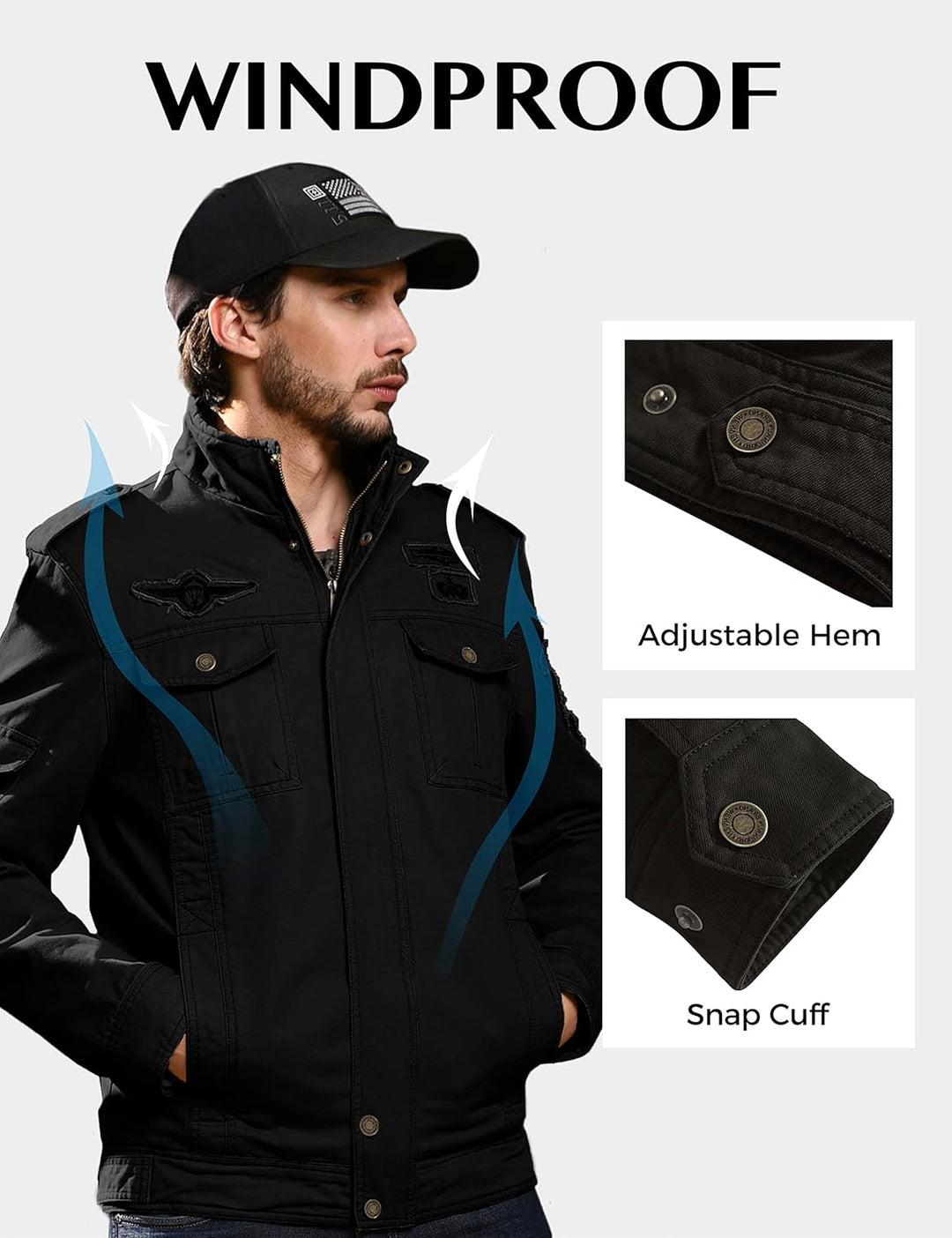 WenVen Herren Klassisch übergangsjacke Winter Warme Jacke Lässige Outdoor Winddichter Mäntel Verdick