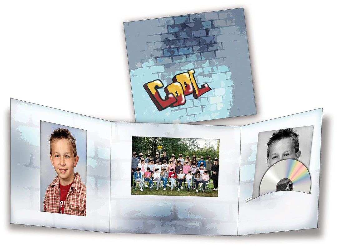 100 Stk. Portraitmappe 3-teilig für 13x18 Fotos & CD im Design Cool Fotomappe Leporello für Studio,