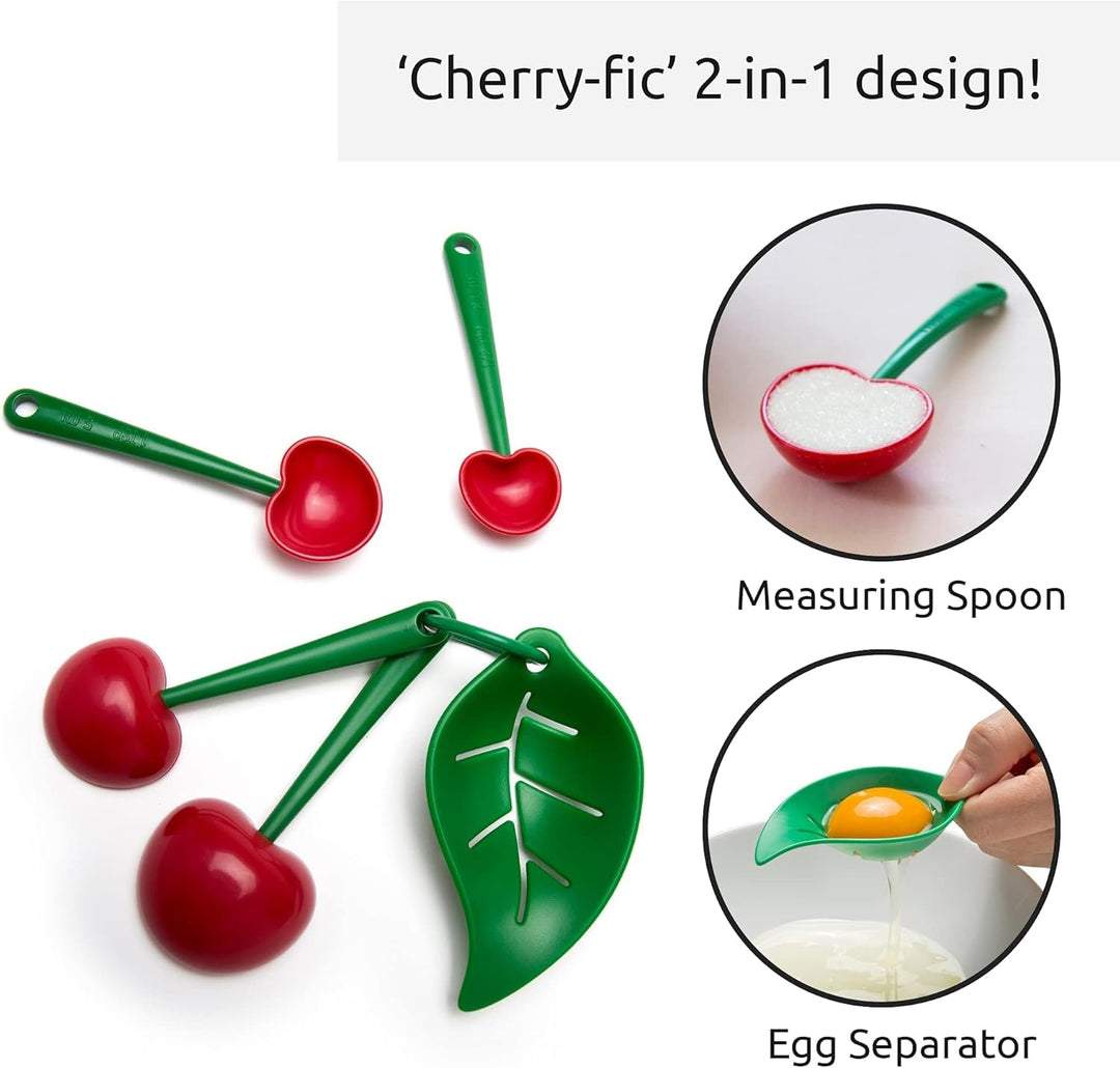 OTOTO Mon Cherry Messlöffel Set mit Eitrenner im Kirschen Design - Ob Messlöffel Proteinpulver, Dosi