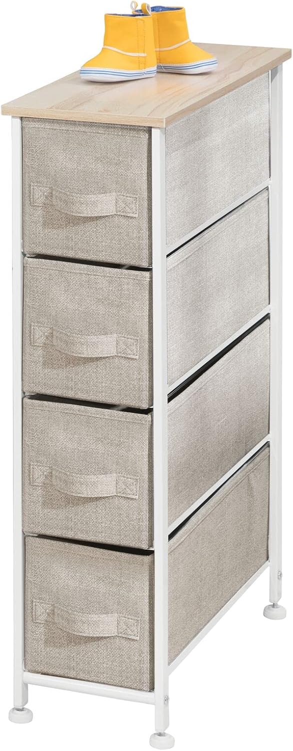 mDesign Kommode aus Stoff – praktischer Schrank Organizer mit 4 Schubladen – schmales Aufbewahrungss