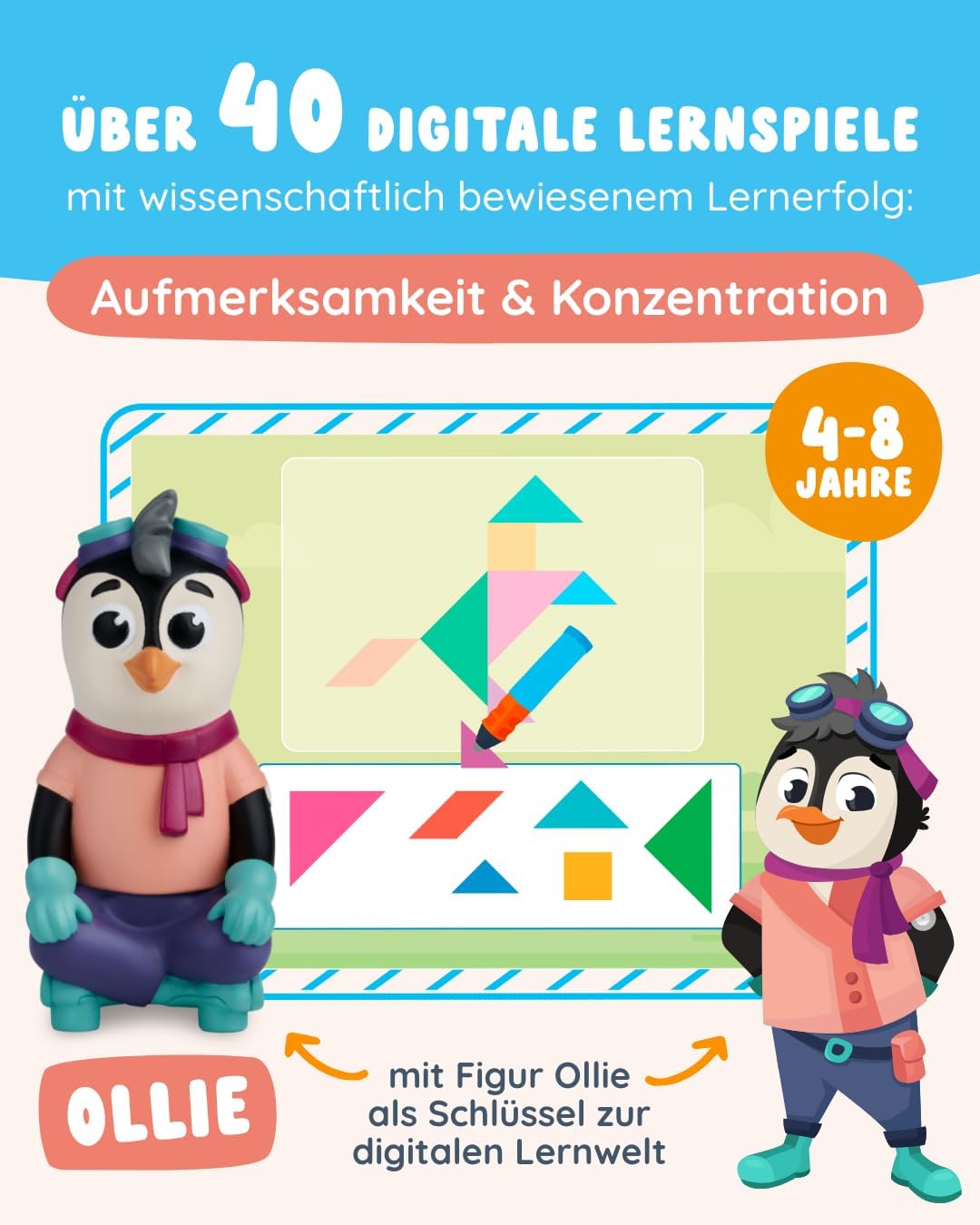 Edurino Figur Ollie Aufmerksamkeit & Konzentration ab 4 Jahren inkl. App | Innovatives und digitales