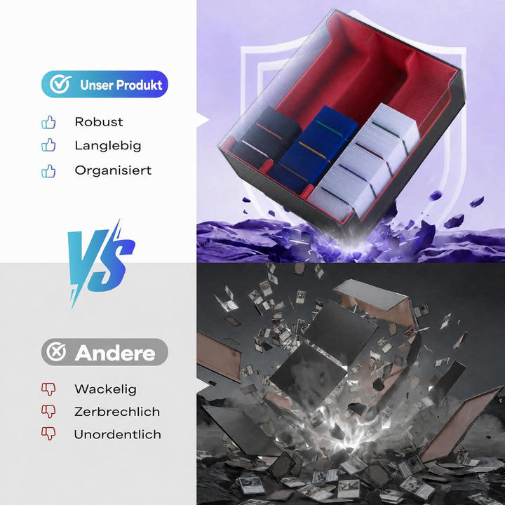 Sammelkarten-Aufbewahrungsboxen für 1800+ Karten, Premium Magnetic Deck Boxen, Leather Deck Case mit