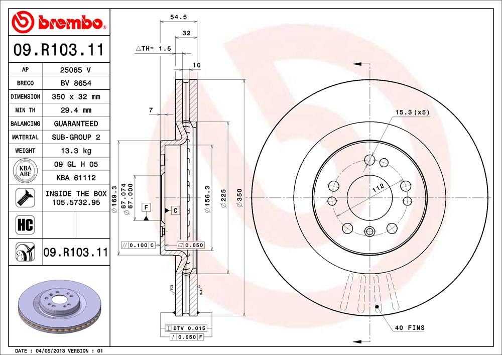 Brembo 09.R103.11 COATED DISC LINE Bremsscheibe - 1 Stück