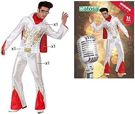 ATOSA 11807 - Elvis Kostüm, Grösse M-L, weiss/rot M-L Weiss/Rot, M-L Weiss/Rot