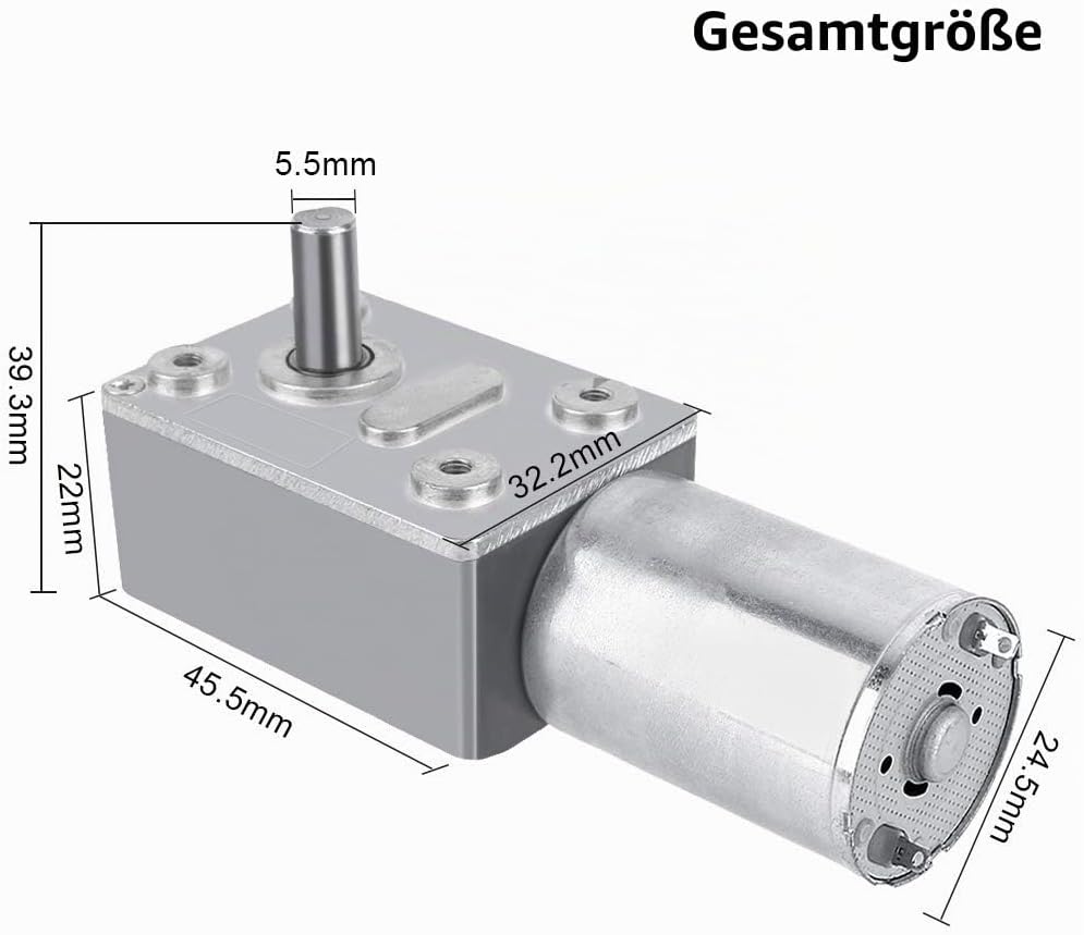 DC Getriebemotor 12V Reversibles Schneckengetriebe 12V, Hohem Drehmoment DC Motor Getriebemotor Gesa