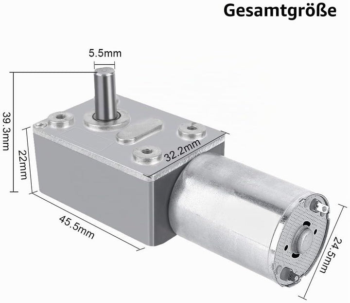 DC Getriebemotor 12V Reversibles Schneckengetriebe 12V, Hohem Drehmoment DC Motor Getriebemotor Gesa