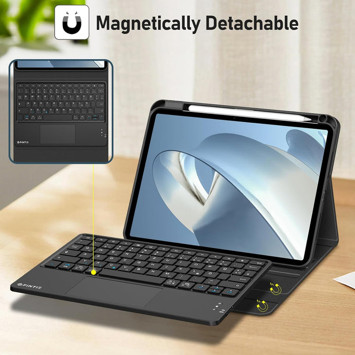 FINTIE Tastatur Hülle für iPad Pro 11 Zoll 2025/2024 (M5/M4), Soft TPU Rückseite Schutzhülle mit Sti