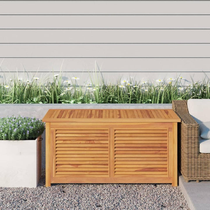 vidaXL Gartenbox mit Beutel 114x50x58 cm Massivholz Teak 114 x 50 x 58 cm, 114 x 50 x 58 cm