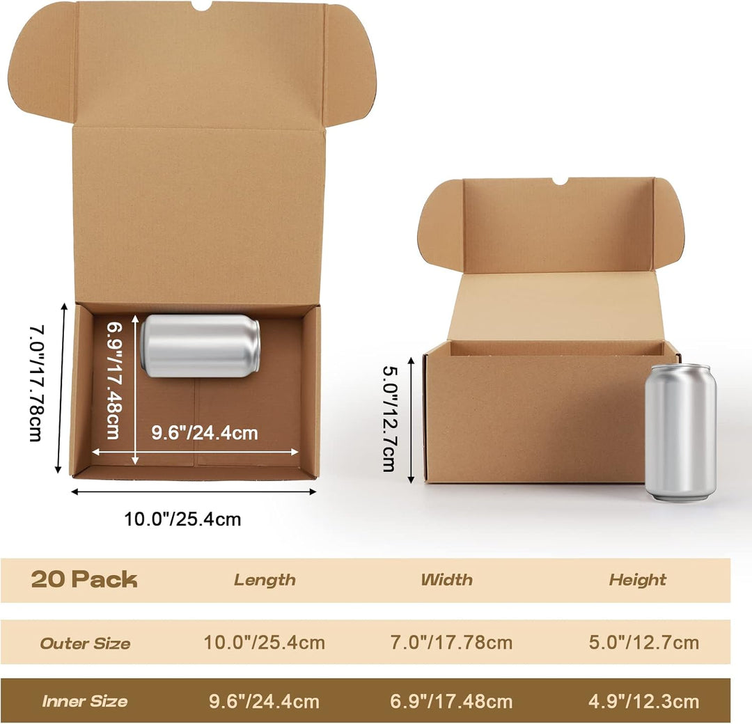 EYMPEU 20 Stück 25,4x17,8x12,7cm Braune Versandkarton, Kartons für Spielzeug, Schreibwaren und Weihn