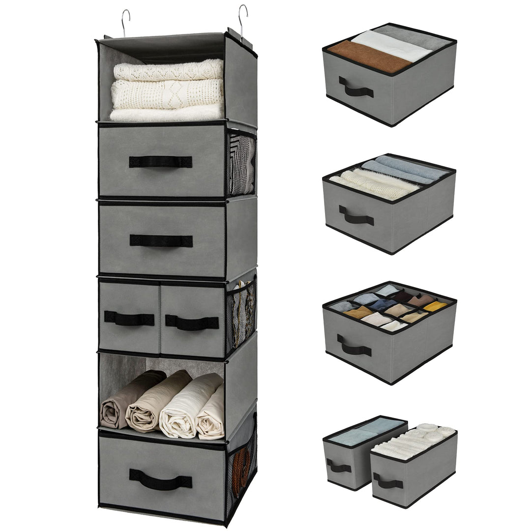 GRANNY SAYS Kleiderschrank Organizer Hängend, 1er-Pack Hängeorganizer mit Schubladen, Grau Hängeaufb