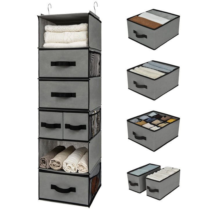 GRANNY SAYS Kleiderschrank Organizer Hängend, 1er-Pack Hängeorganizer mit Schubladen, Grau Hängeaufb