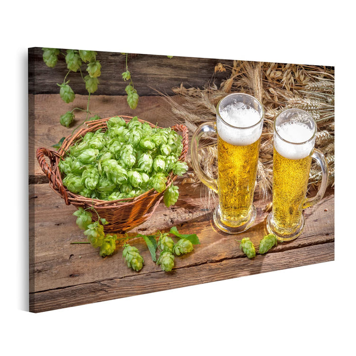 islandburner Bild auf Leinwand Gezapftes Bier Mit Hopfen Im Korb Bilder Wandbilder Poster Leinwand 8