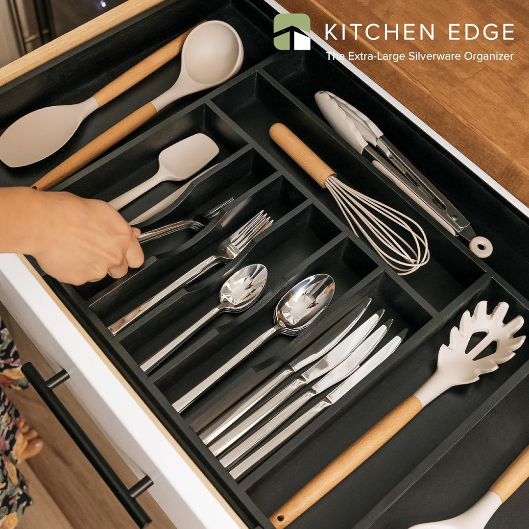 KitchenEdge Plateau à couverts et organisateur d'ustensiles pour tiroirs de cuisine, extensible jusq