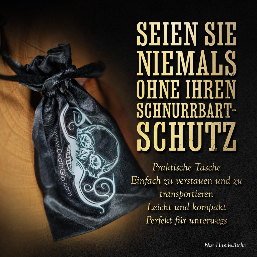 Death Grip Schnurrbartschutz, Edelstahl-Schädel-Clip für Kaffee, Bier, Wein, Gläser, Tassen, tragbar
