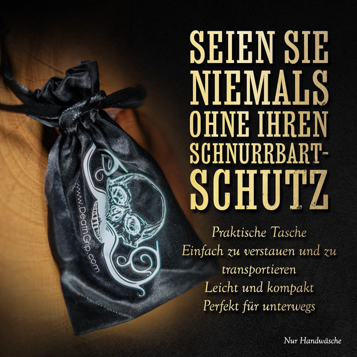Death Grip Schnurrbartschutz, Edelstahl-Schädel-Clip für Kaffee, Bier, Wein, Gläser, Tassen, tragbar