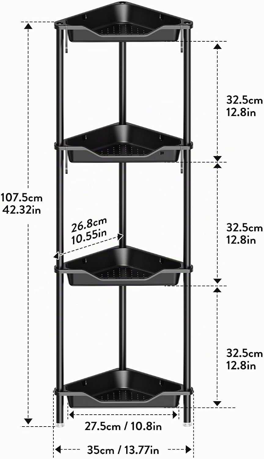 Orimade 4 Stück Duschregal Stehend Rostfrei,Ecke Duschablage Freistehende, Duschablage ohne Bohren f
