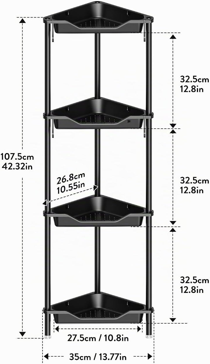 Orimade 4 Stück Duschregal Stehend Rostfrei,Ecke Duschablage Freistehende, Duschablage ohne Bohren f