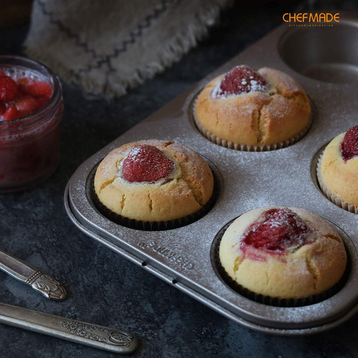 CHEFMADE Muffin Kuchen Pan, 6-hohlraum Nicht-Stick Cupcake Pan Backformen für Ofen Backen (Champagne
