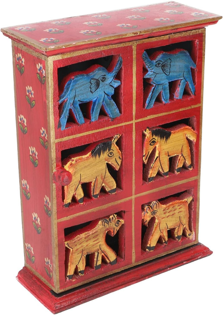 GURU SHOP Schlüsselkasten, Bemalte Schlüssel Ablage Box mit Tür - Muster 2, Mehrfarbig, 30x23x9 cm,