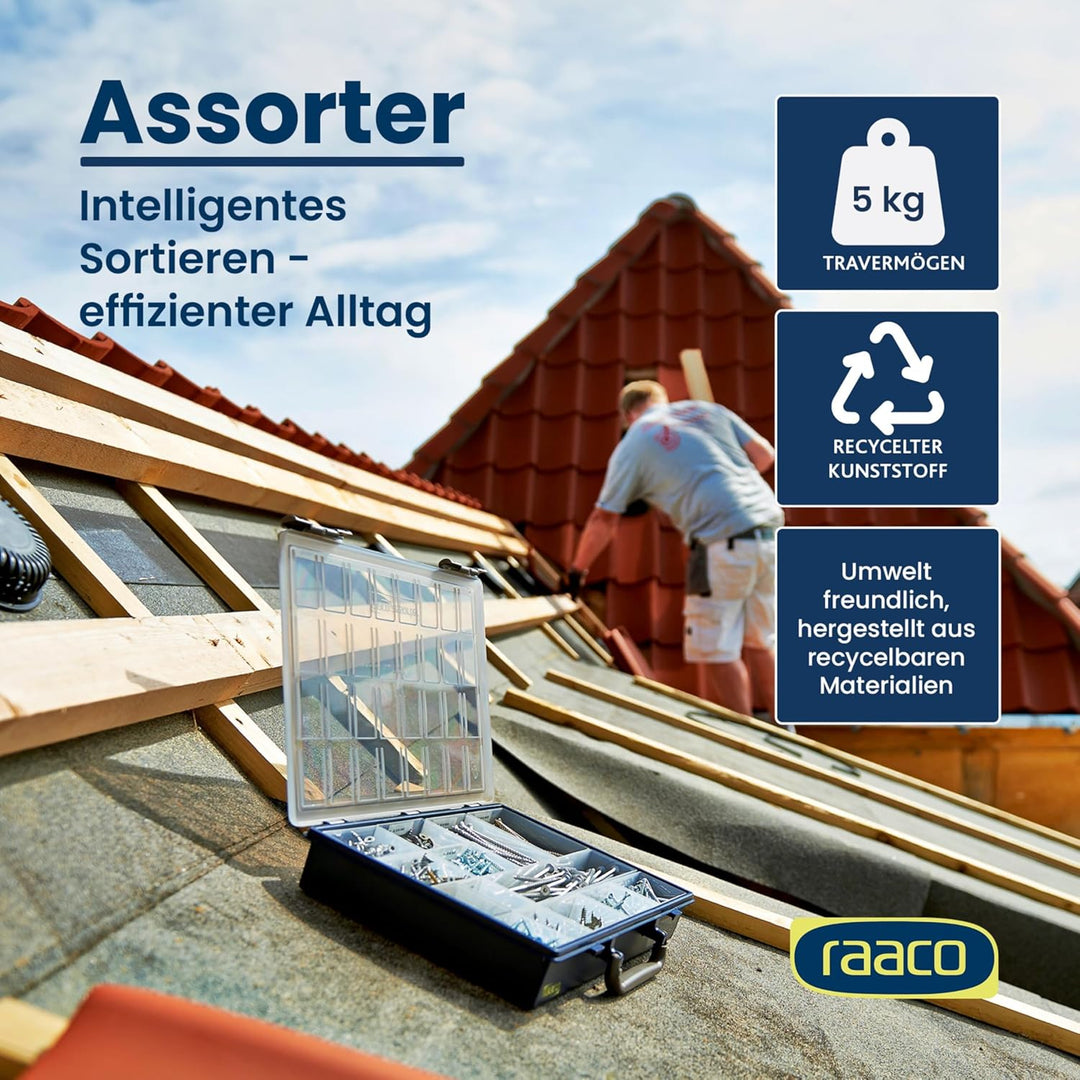 raaco Assorter 55 4x8-17: Sortierbox für Werkstatt, 17 Einsätze, Sortimentskasten & Sortierboxen für