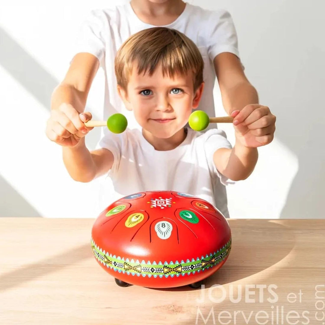Djeco Musikinstrument Spielzeug - Animambo Zungentrommel rot 8 Töne FSC.