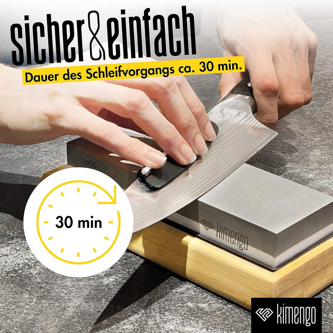 Schleifstein Körnung 1000/4000 [PROFI SET] 2-in-1 Wetzstein Messer schärfen, doppelseitiger Abziehst