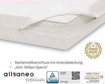 allsaneo Premium Allergiker-Matratzen-Bezug 180x200x8cm für Topper Anti Milben Encasing extra weich