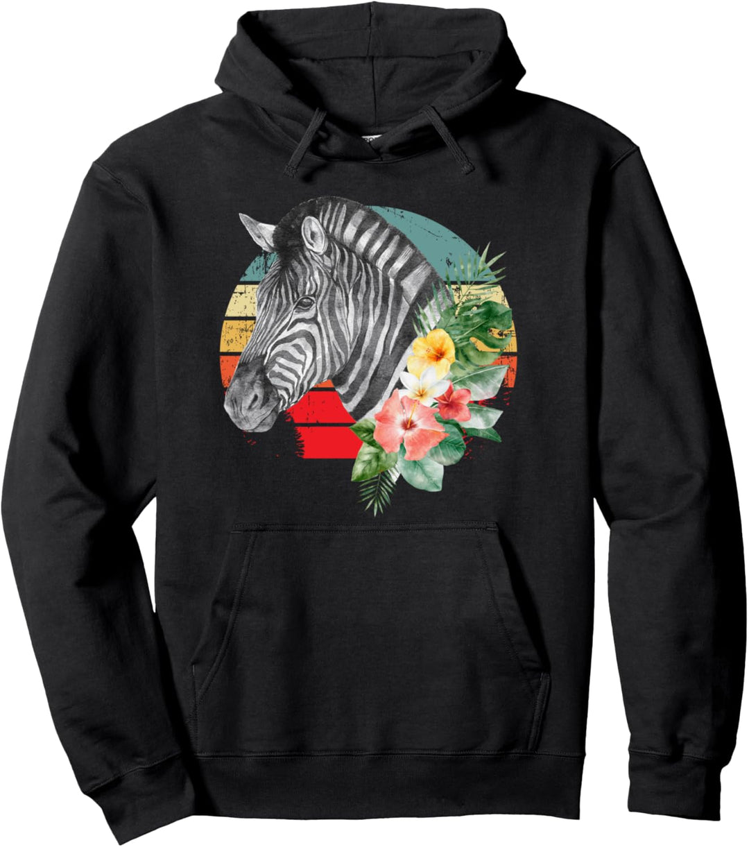 Zebra Retro Retro Sonnenuntergang Blumen der Erde jeden Tag Pullover Hoodie