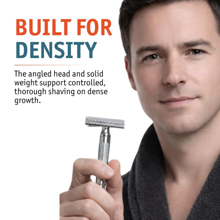 MERKUR DOVO Sicherheits-Rasierer 37C Slant Bar, 90 g Silber, Silber