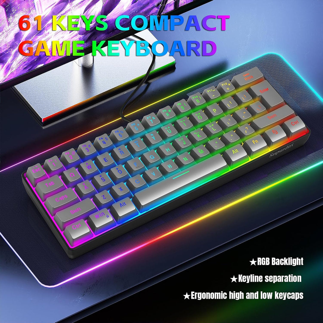 Snpurdiri 60% Percent Gaming Tastatur (61 eisengrau), 61 eisengrau