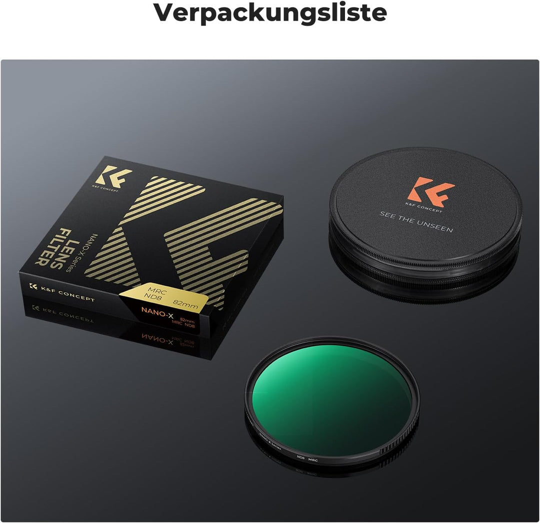 K&F Concept Nano-X Graufilter ND8 (3 Stop) 72mm ND Filter(0,9) aus optisches Glas