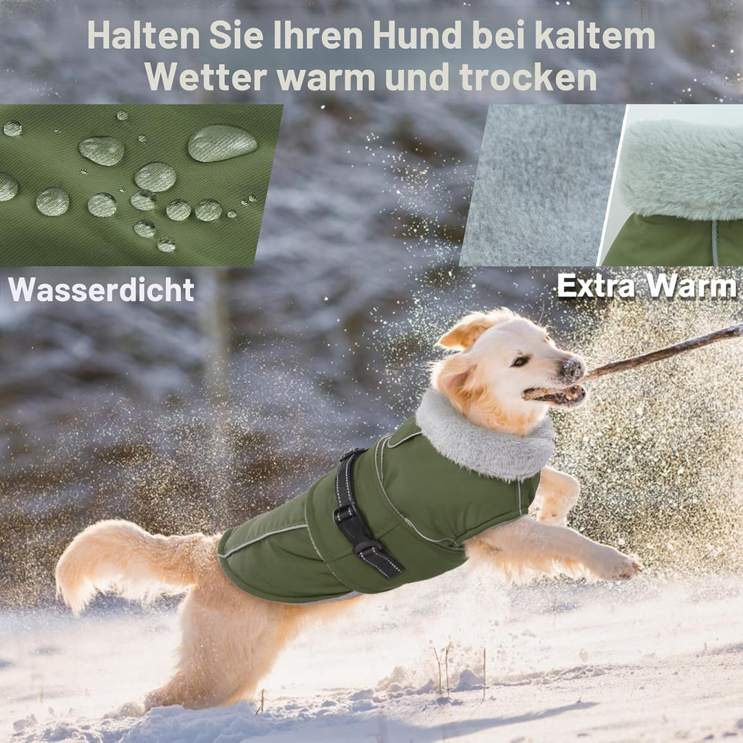 Lelepet Hundemantel Winterweste Reflektierende Fleece Hundejacke für Extra Grosse Hunde Wasserdicht