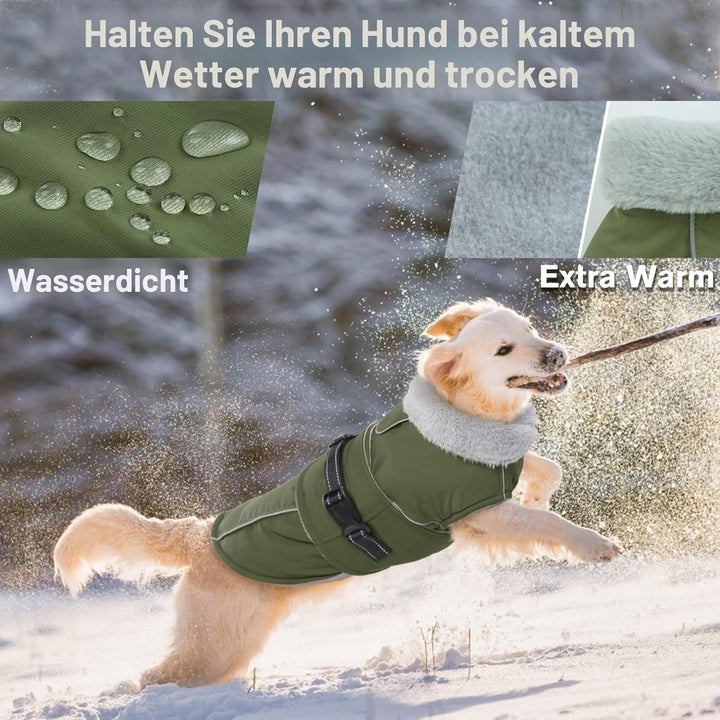 Lelepet Hundemantel Winterweste Reflektierende Fleece Hundejacke für Extra Grosse Hunde Wasserdicht