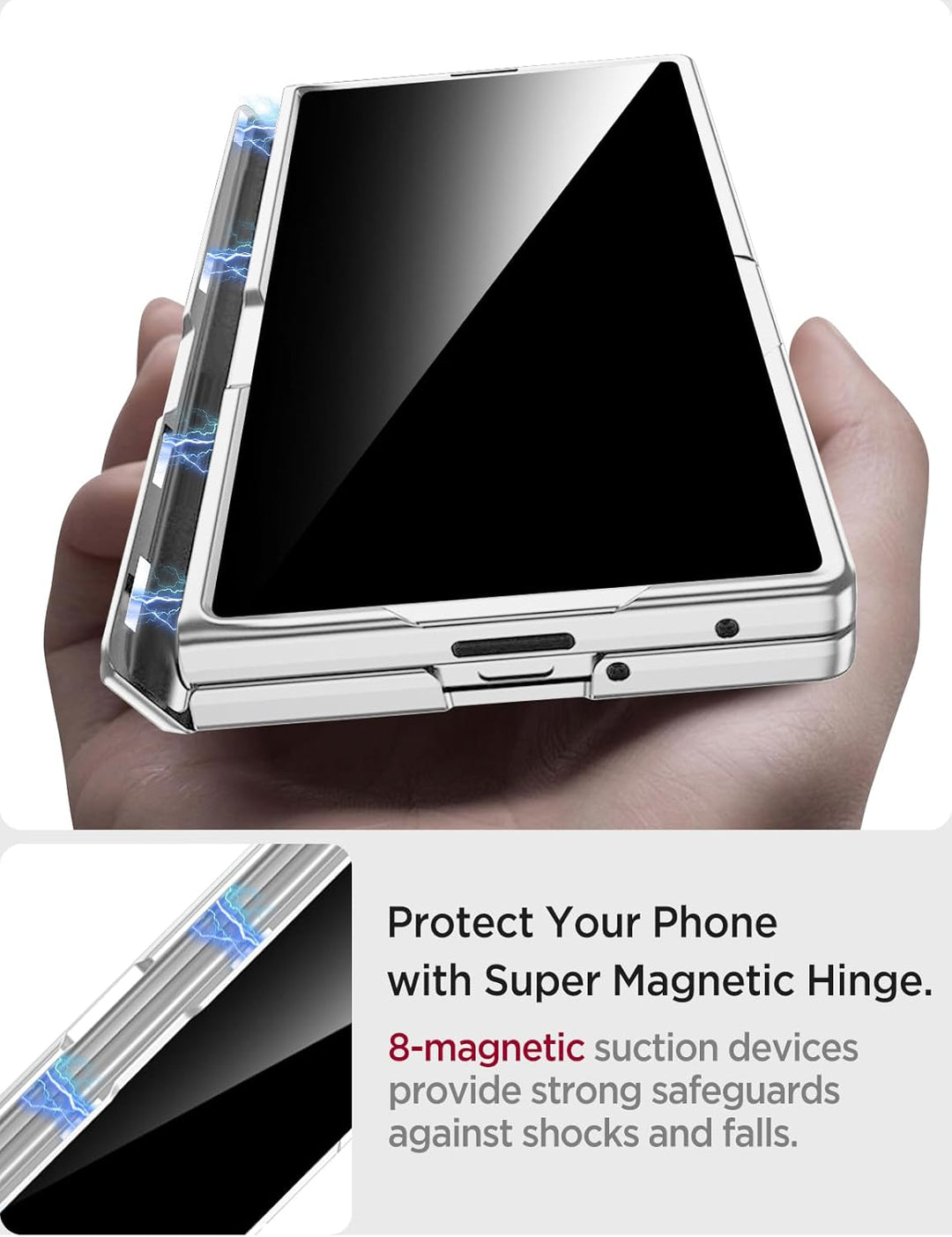 Miimall Kompatibel mit Samsung Galaxy Z Fold 7 Hülle mit Displayschutz Anti-SPY, [Magnetischer Schar