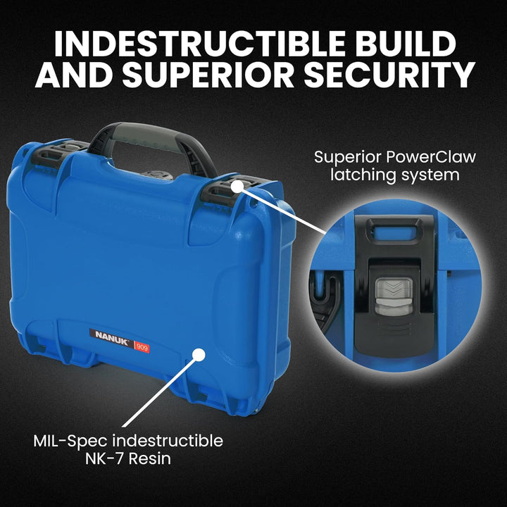 Nanuk 909 Waterproof Hard Case with Foam Insert - Blue Blau Cubed Foam, Blau Cubed Foam