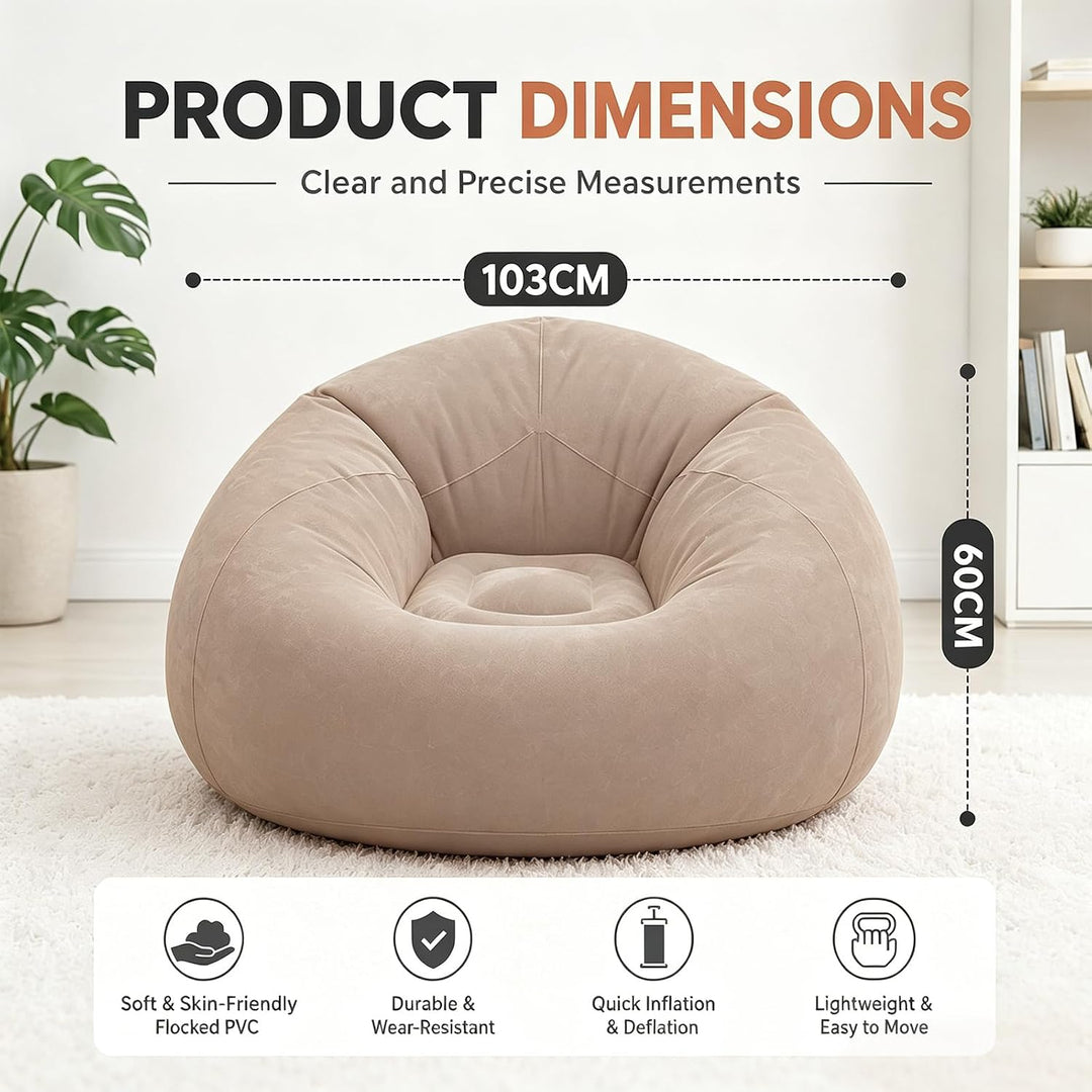 Luftsofa, Aufblasbare Couch, Aufblasbarer Sessel, 105x105x60cm Ultraweicher Inflatable Sessel, ohne