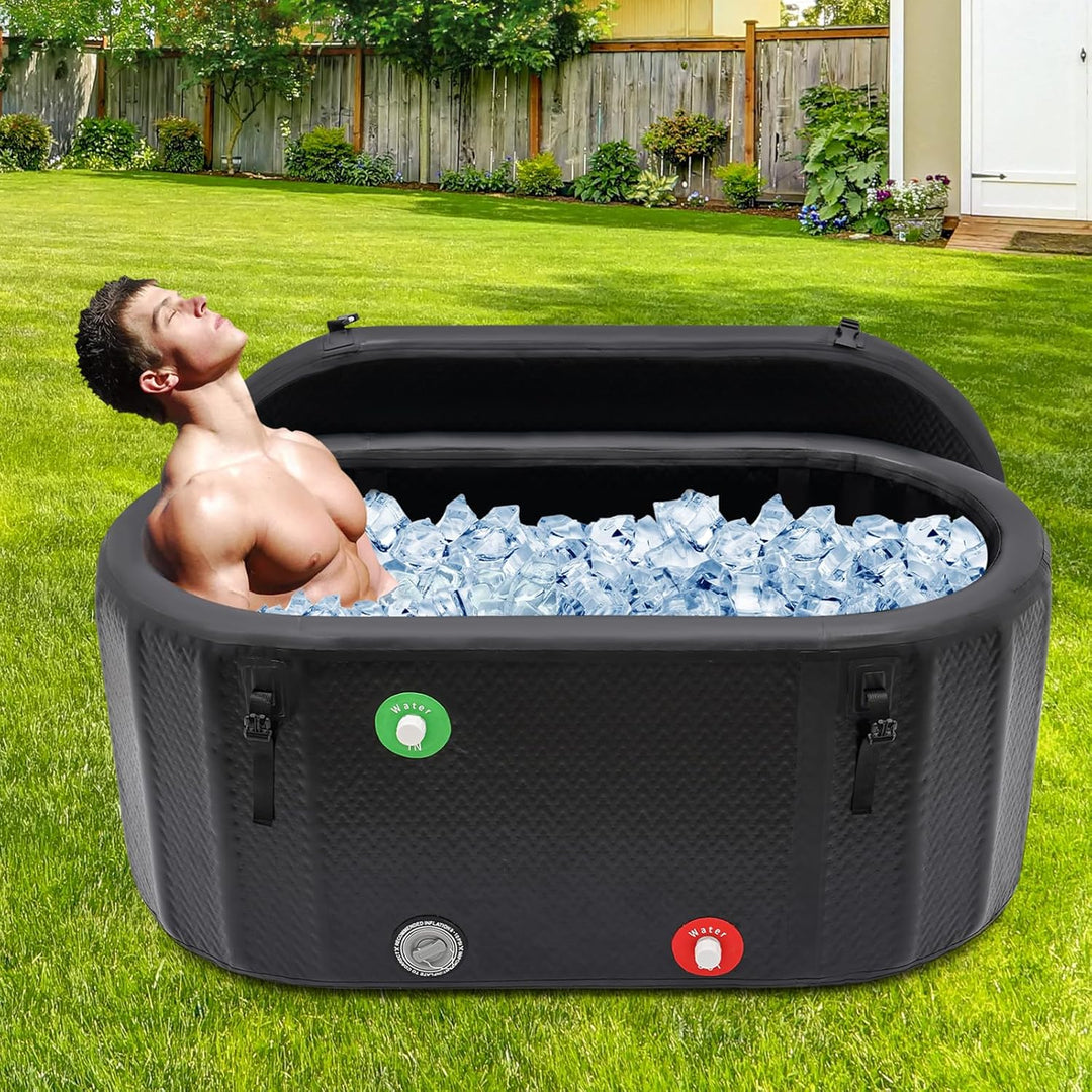 Aufblasbare Badewanne, Premium ovales Eisbad mit Tragetasche, Aufblasbare Pumpe, Isolierte Eistonne