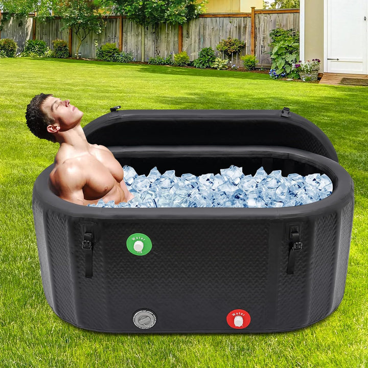 Aufblasbare Badewanne, Premium ovales Eisbad mit Tragetasche, Aufblasbare Pumpe, Isolierte Eistonne